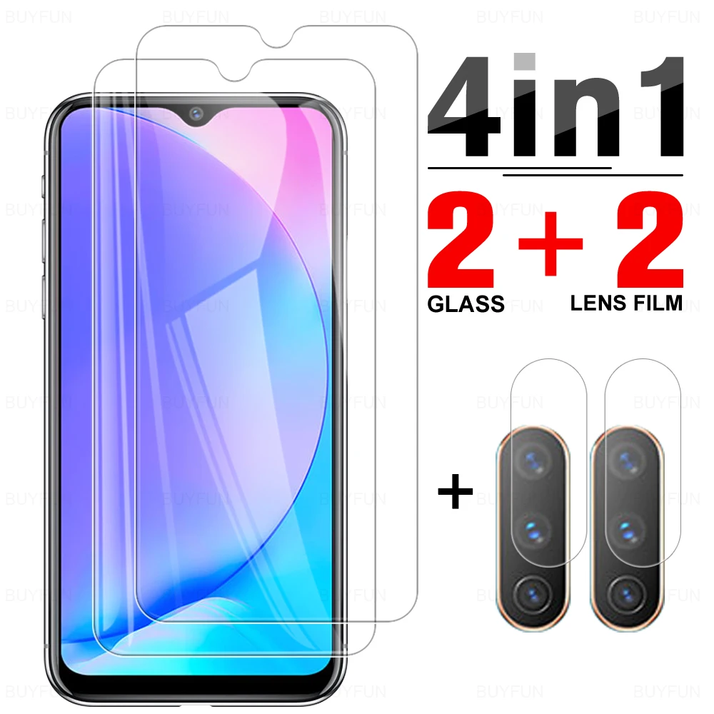 4 in 1 Cover Tempered Glass On The For Vivo Y1s Screen Protector For Vivo Y11 2019 Y12 Y15 Y17