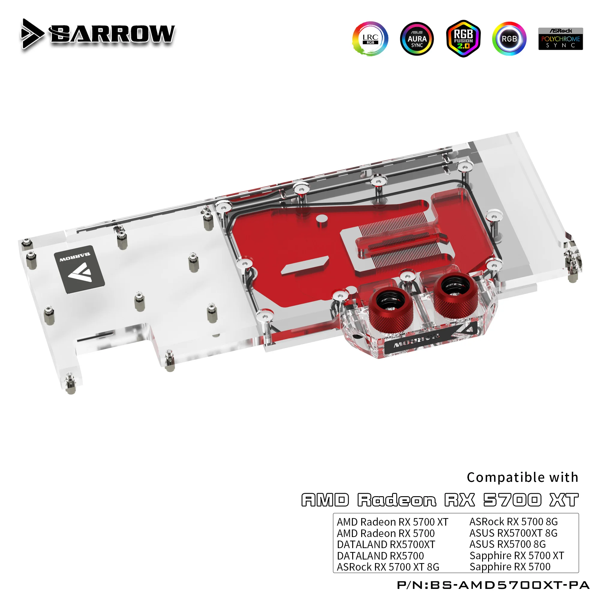 Carrinho de Mão Água de Refrigeração Água para Amd Cooler Vídeo Bloco 5700xt Aurora Lrc2.0 Bs-amd5700xt-pa Gpu pc - Imagem 4