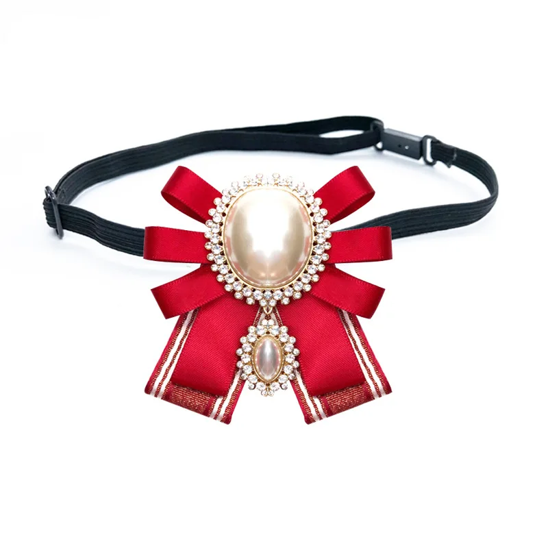 i-Remiel Fashion New Korean Pearl Bow Tie Brooch for Female Ancient Rhinestone Lapel Pin Badge Corsage Shirt Collar Accessories - Окраска металла: 10