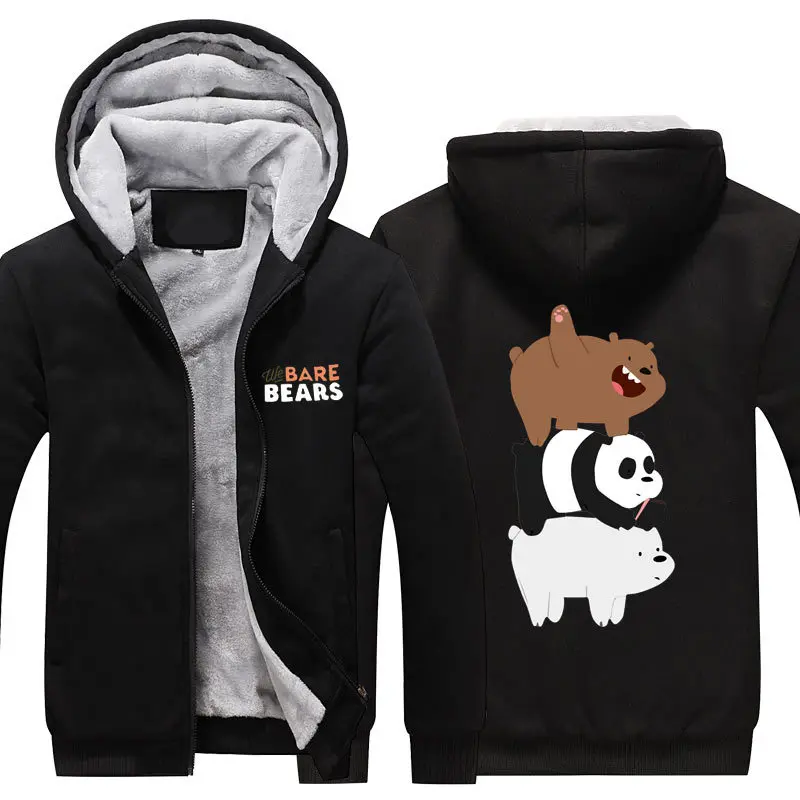 Мы Голые толстовка с медведем для мужчин и женщин зимняя повседневная супер теплая куртка зимнее пальто утолщенная теплая молния с капюшоном повседневные толстовки
