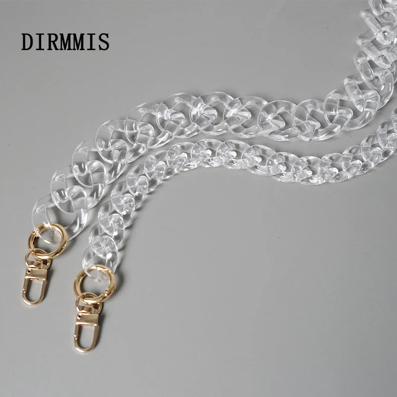 DIY New Fashion Woman Handbag Accessory Chain Transparent Detachable Resin Solid Luxury Strap Women Clutch Shoulder Purse Chain new fashion woman handbag accessory chain detachable replacement luxury bead white strap women diy clutch resin handle chains