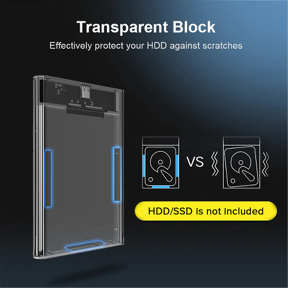 2," USB 3,0 SATA Hd коробка HDD жесткий диск Внешний корпус HDD прозрачный корпус инструмент бесплатно 5 Гбит/с Поддержка 2 ТБ UASP протокол