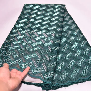 

Wholesale Nigerian Tulle Net Lace Fabric French Sequins Dress High Quality African Mesh Lace Fabric Wedding 5Yards Embroidered