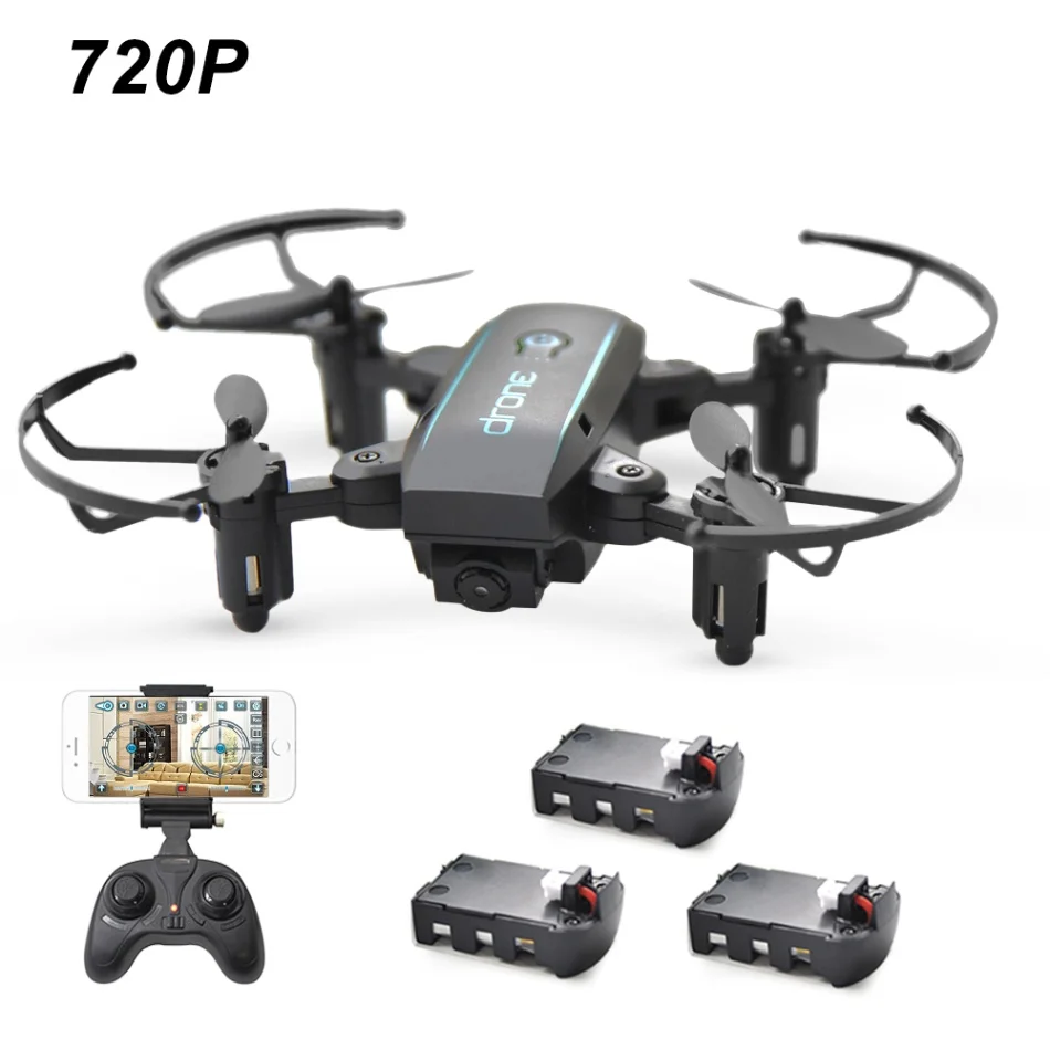 Мини-Дрон Linxtech IN1601 2,4G 720P Wifi FPV Selfie Drone с камерой вертолет высота удержания складной Радиоуправляемый Дрон Квадрокоптер игрушка - Цвет: 720P Black