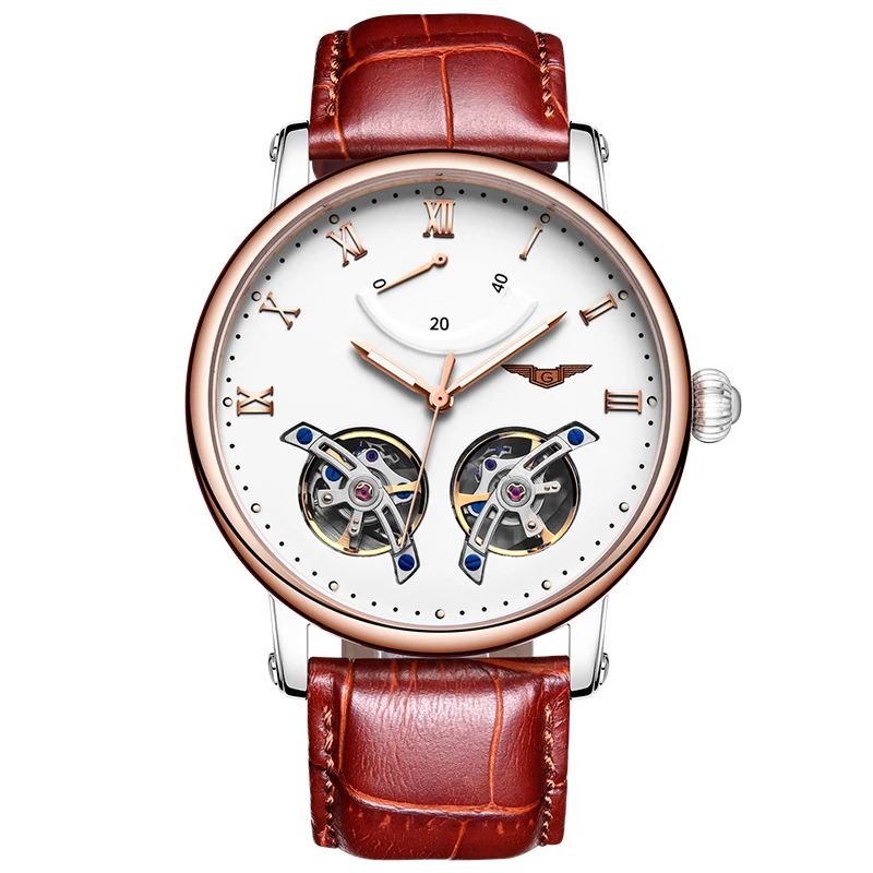 GUANQIN GJ16046 Скелетон турбилон Модные мужские люксовый бренд Tourbillon Автоматические Мужские механические часы Спортивные Светящиеся аналоговые - Цвет: Серебристый