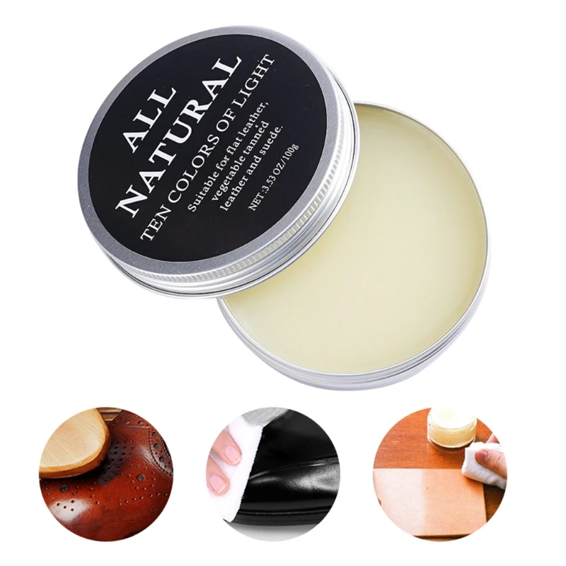 Crema de aceite de visón para zapatos y bolsas, crema para el cuidado del cuero, práctica de mantenimiento de reparación de cuero, accesorios de artesanía de cuero, 100ml|Limpiador de cuero| -