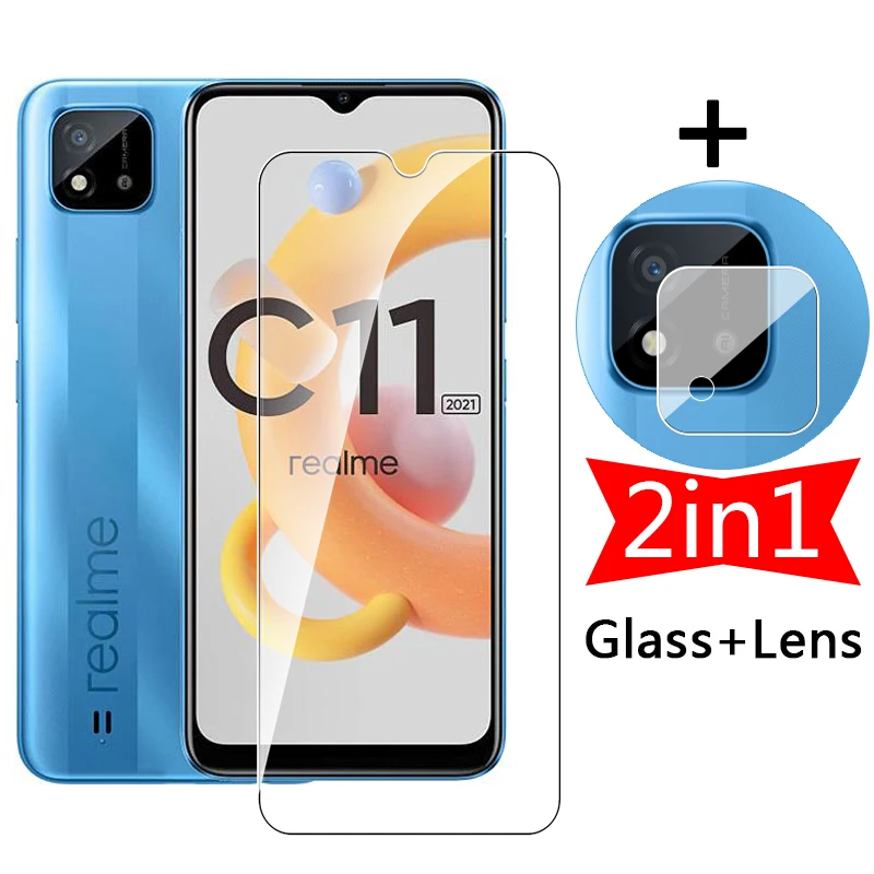 2in1 C 11 Screen Protective Glass + Camera Lens Protector On The For Oppo Realme C11 2021 C12 C15 C20 C20a C21 C25 Tempered Film | Мобильные