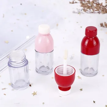 

5 Pieces Pink Beverage Bottle Shaped Empty Lip Gloss Tube Containers Clear Mini Refillable Lip Balm Bottles With Rubber Inserts