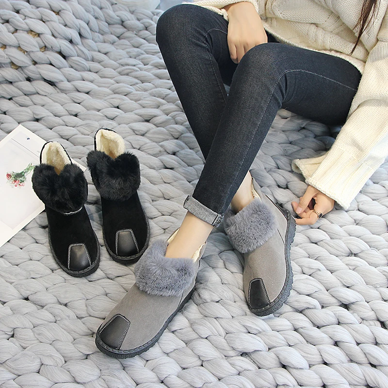 LazySeal botas mujer invierno/ г. Зимние женские ботинки женские теплые фетровые ботильоны на меху с плюшевой подкладкой на платформе Botas Mujer