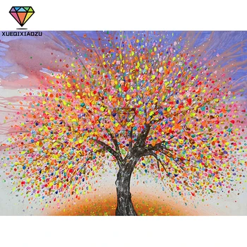 

XUEQIXIAOZU Full Round Color tree Diamond drawing Diamond embroidery 5D DIY Diamond setting Mosaic painting gifts 2020 New