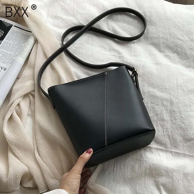 

[BXX] PU Leather Crossbody Large Capacity Bucket Bags For Women 2020 Fashion Shoulder Messenger Bag Lady Luxury Handbags HK263