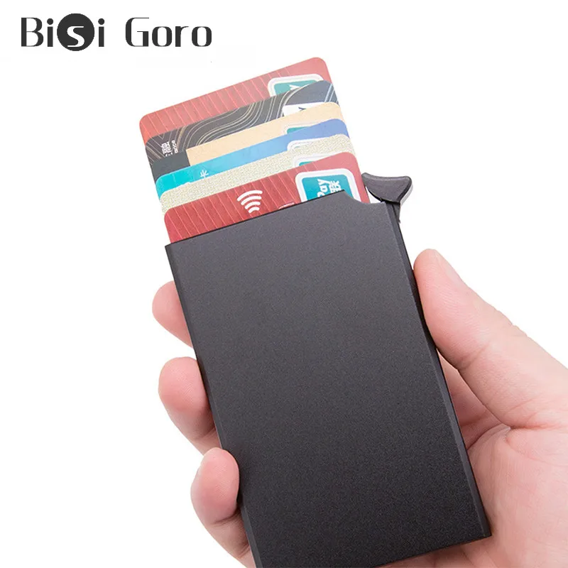 Bisi Goro RFID Противоугонный кредитный держатель для карт ID Card чехол унисекс автоматически металлический ультратонкий банковский держатель для карт Прямая поставка