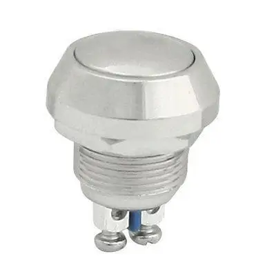 

2-Screw Terminals 12mm Mounted SPST Momentary Round Button Switch Silver Tone