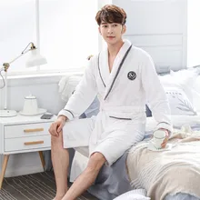 Плюс размер 3XL ночное белье для мужчин домашний халат кимоно купальный халат с v-образным вырезом теплая одежда для сна длинный рукав интимное нижнее белье