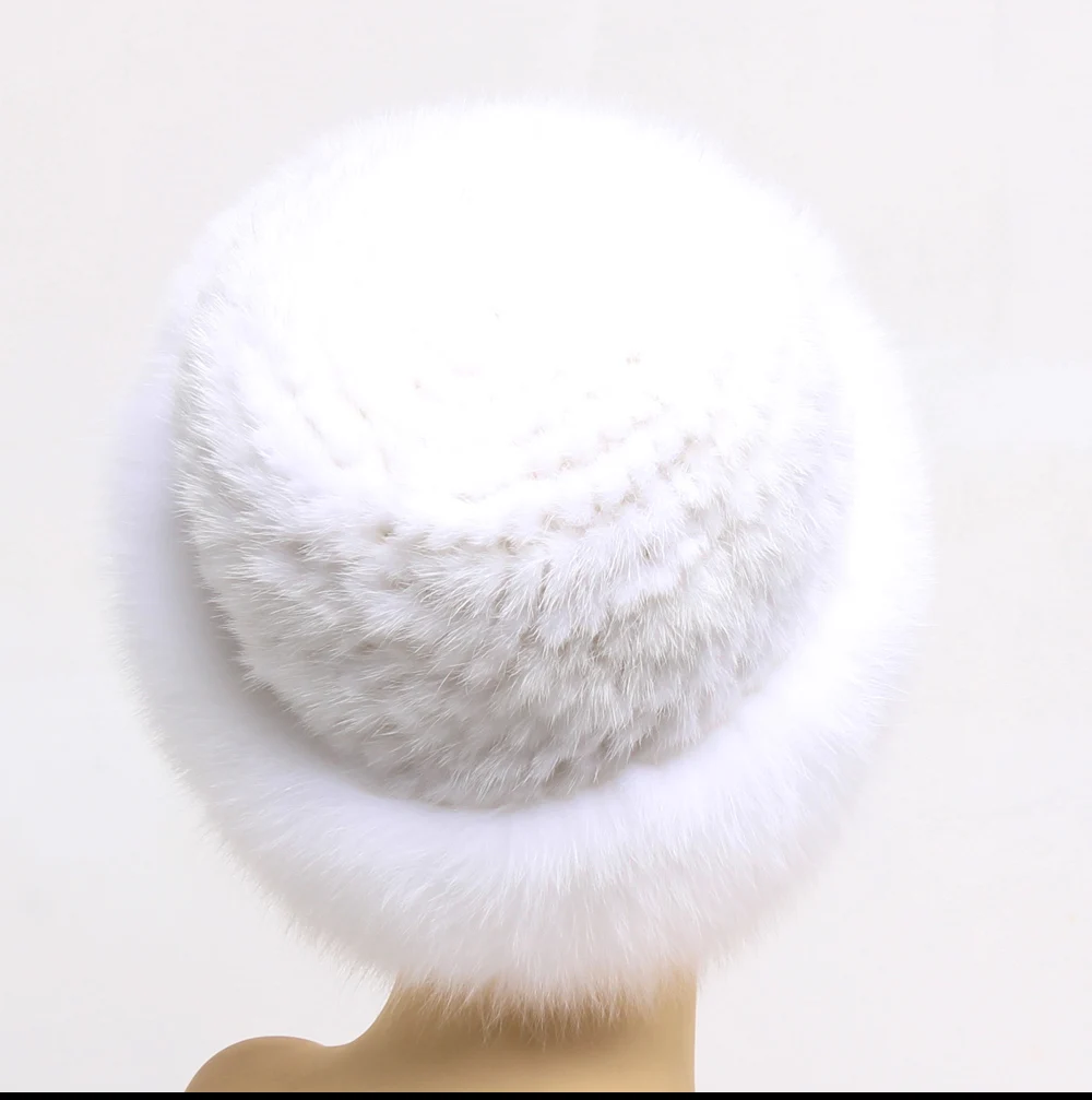 Winter Knitted Real Mink Fur Hats Luxury Natural Real Fox Fur Cap Ladies Winter Warm Fluffy Casual Natural Genuine Fur Hats