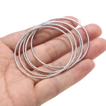 

10pcs Korean Round Stainless Steel Soldered Rings Silver Tone Twisted 30/50mm Closed Rings For Diy Fashion Jewelry Accessories