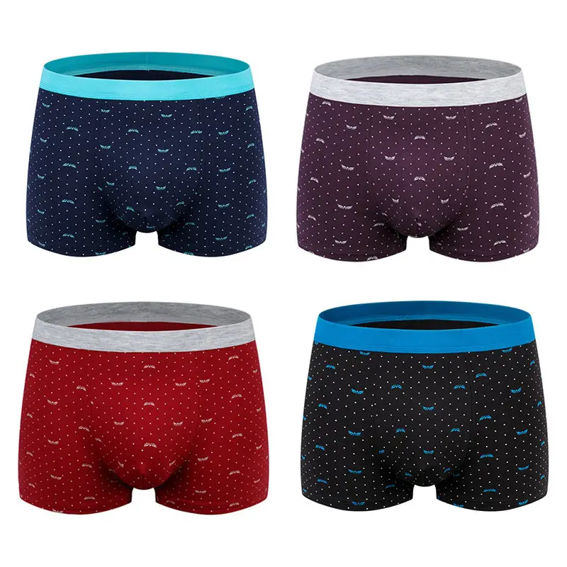 Y 4PCS Нижнее белье больших размеров, 5 шт./лот, дышащие мужские трусы, хлопковые сексуальные шорты, мужские дышащие трусы с принтом, размеры s, 5XL, 6XL, 7XL - Цвет: Y 4PCS