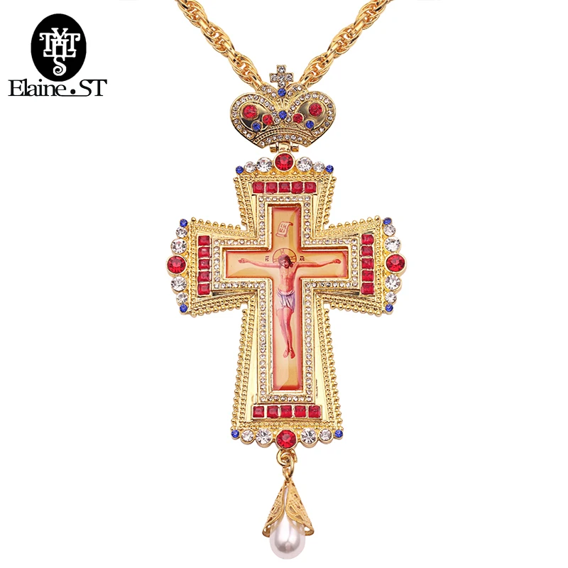 

Free Shipping Pope Francis Pectoral Cross Orthodox Cross Necklace Religious Jesus Icon Metal is Encrusted with a Crucifix