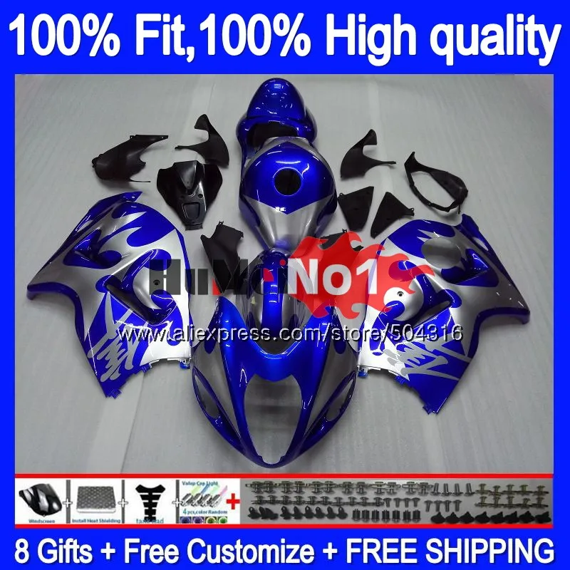 Инъекции для SUZUKI GSXR 1300 Hayabusa 2008 2013 30MC. 173 GSXR-1300 GSXR1300 08 13, 14, 15, 16 лет, синего и серебряного цвета обтекатель - Цвет: No. 1