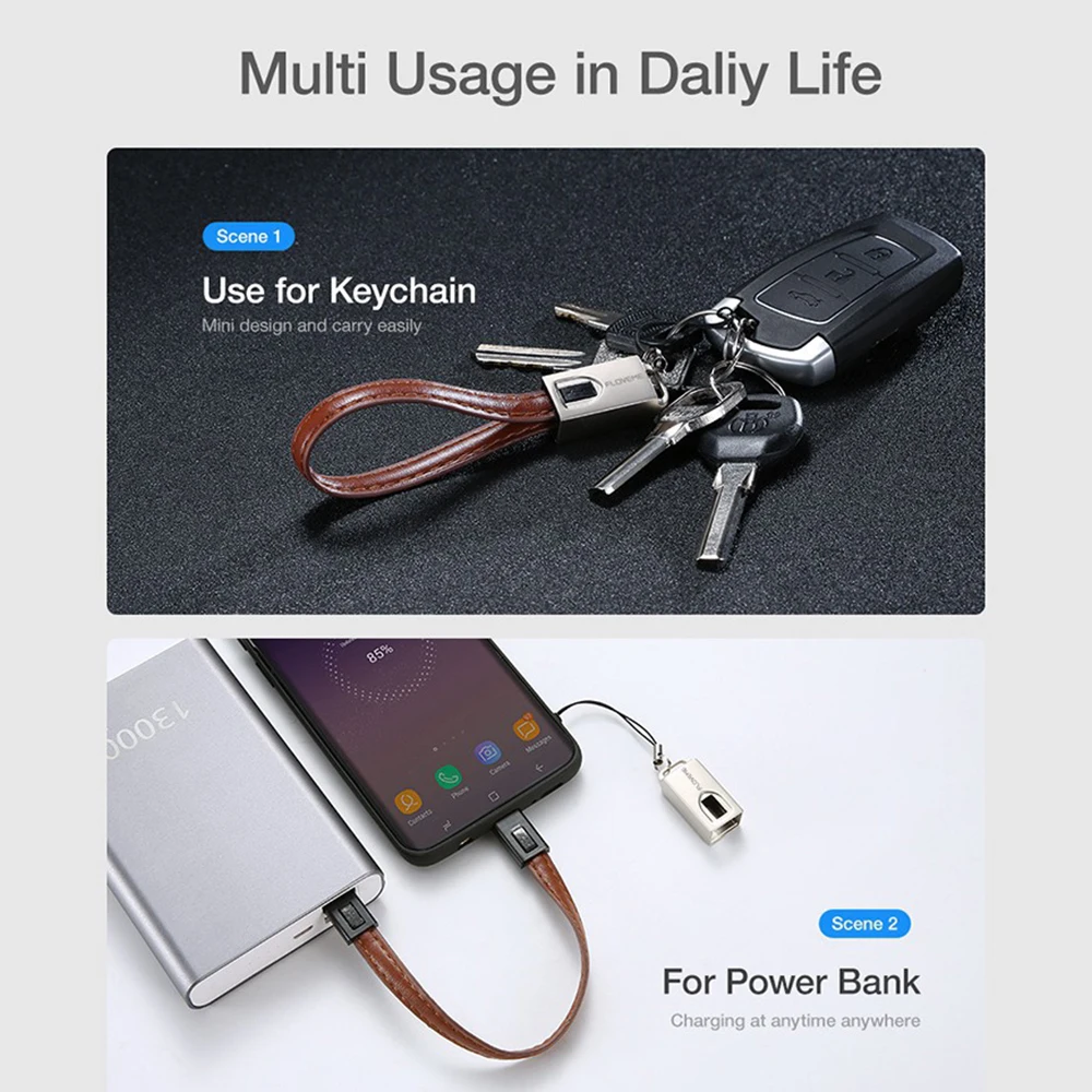 FDBRO горячий брелок USB кабель 2A Быстрая зарядка данных для микро-кабеля type-c для S9 S8 плюс Мини Кожаный USB кабели для телефонов