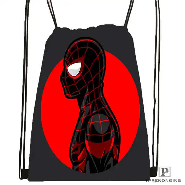 Custom ultimate_spider_@ 01-man походная сумка на шнурке милый рюкзак для детей(черная спинка) 31x40 см#180611-03-124