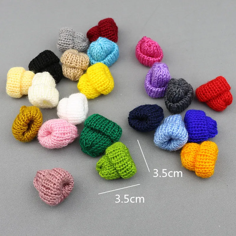 Craft Supplies 10-50Pcs Knitting Color Mini Hats DIY Craft Supplie Kids Headwear Hair Accessories Brooch Crochet Decor Toys Ornaments Small Cap