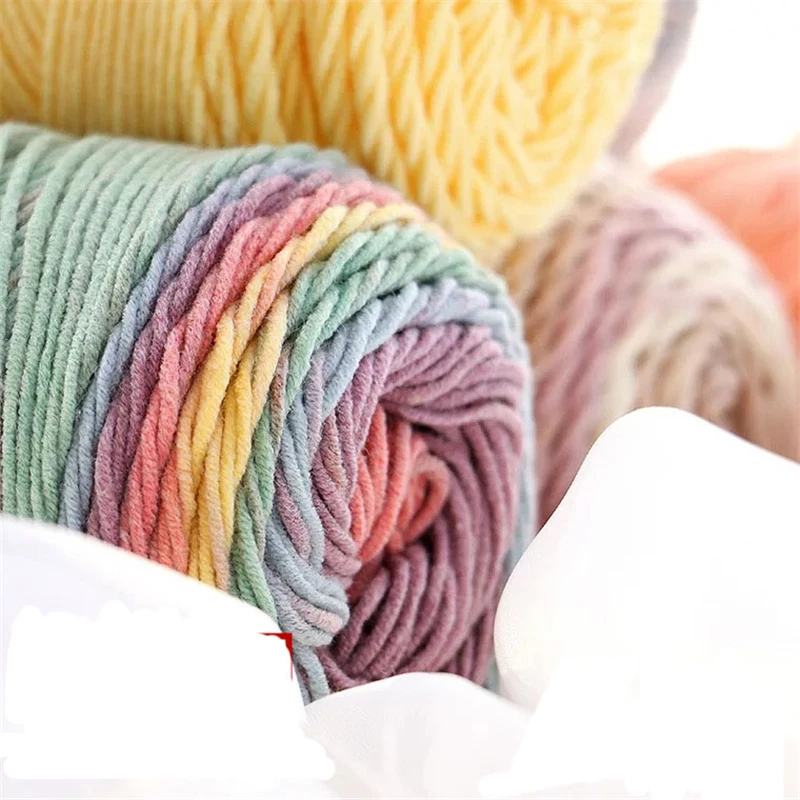 

5 shares of milk cotton yarn Gradient color segments merino wool yarn Crochet stick needle scarf shawl hat wool 100g AFK004