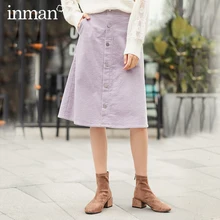INMAN printemps littéraire haute Wasit simple boutonnage un pendule jupe ample