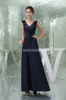 

robe de soiree free shipping vestido de festa 2015 new design ruffles a-line Custom v-neck long evening dress formal gowns