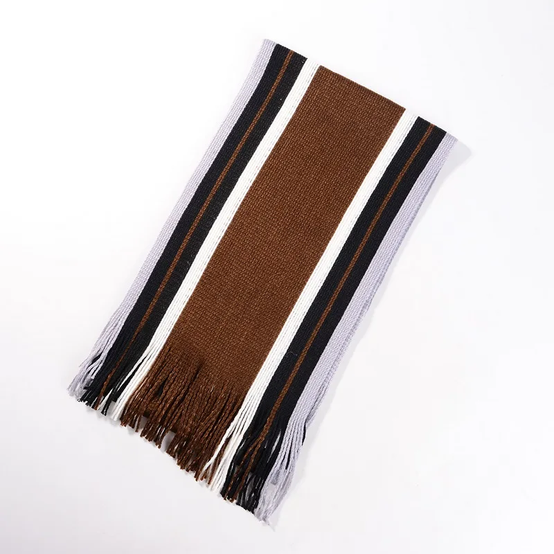 Laamei Winter Designer Scarf Men Striped Cotton Scarf Male Brand Shawl Wrap Knit Cashmere Bufandas Striped Scarf With Tassel