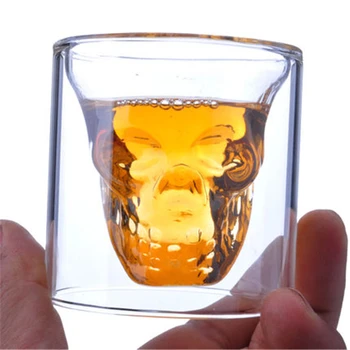 

Double Wall Glass Tea Cup Creative Glass Bottles Whiskey Jar Mug For Beer Fincan Eco-friendly Transparent Mugs Cups Round LZI042