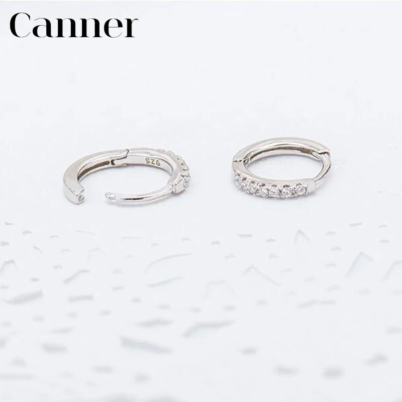 Canner 925 пробы серебряные круглые циркониевые золотые серебряные маленькие серьги-кольца для женщин корейские модные серьги ювелирные изделия Прямая поставка - Окраска металла: silver