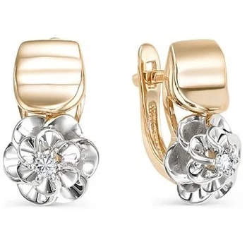 

Master brilliant earrings flowers with 2 diamonds in red gold