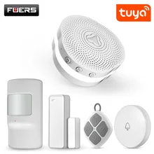 FUERS Домашняя безопасность wifi дверной звонок Смарт-приложение контроль сигнализации дверной звонок с светодиодный светильник-вспышка дверной/оконный датчик пульт дистанционного управления