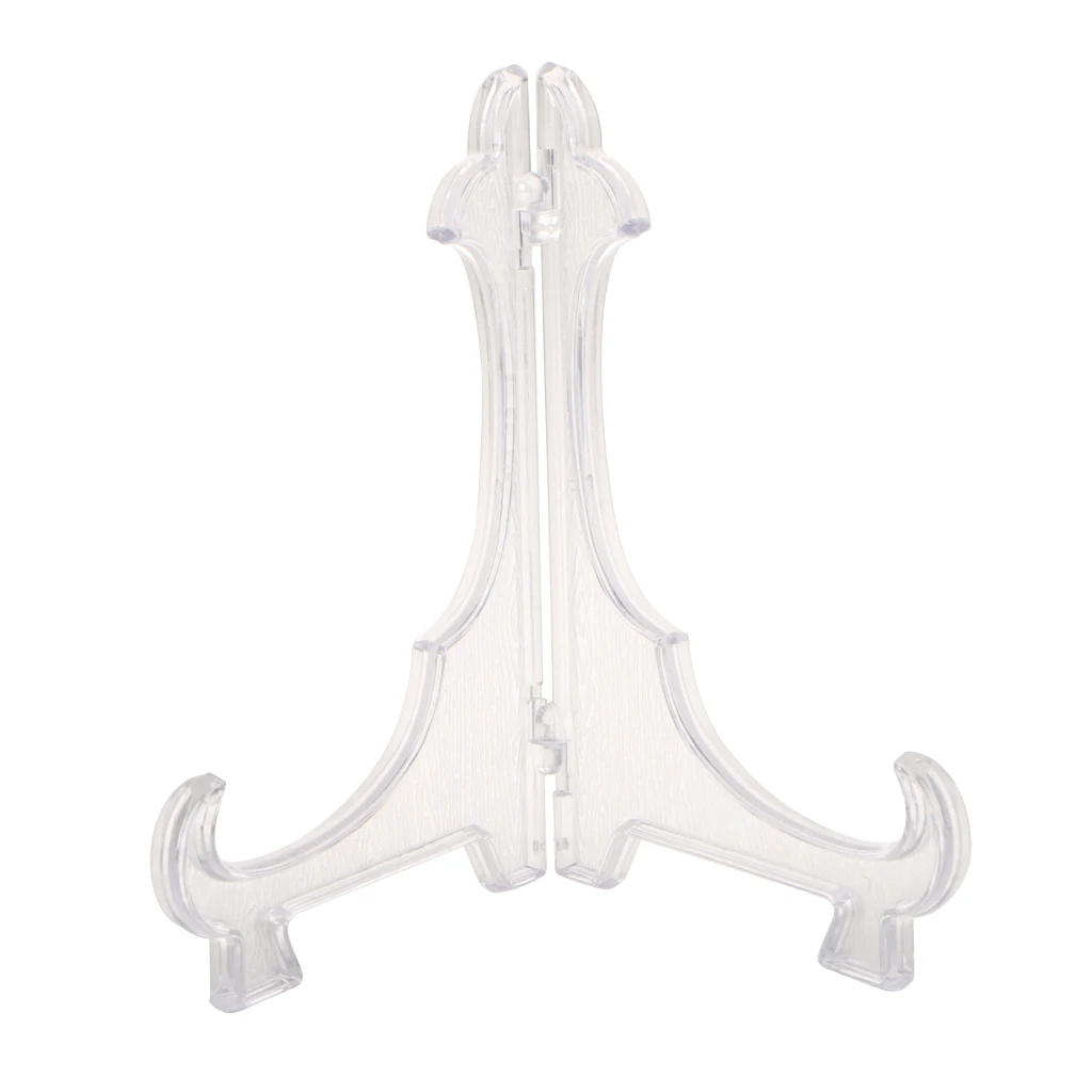 5pcs Foldable Plastic Plate Stands Bowl Plate Display Stands Picture Frame Stand Easel Pedestal Rack for Home Office Cafe Decor