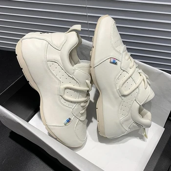 

Women Fashion Sneakers Leather Platform Casual Shoes Woman INS Designers Chunky Tenis Basket Female Vulcanized Shoes Black 2020