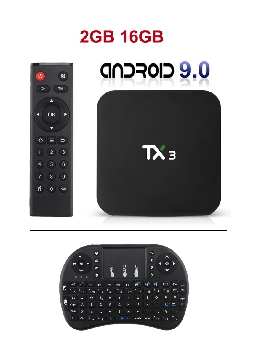 Procaja TX3 Android 9,0 Smart tv Box Tanix Android tv BOX 2 ГБ/4 Гб ram 16 Гб/32 ГБ/64 Гб rom S905X3 четырехъядерный телеприставка - Цвет: 2GB 16GB and I8