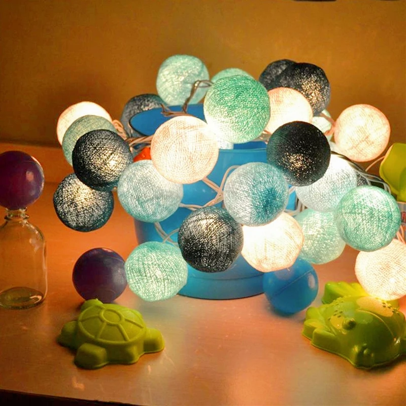 

1.5M 10 LED Cotton Ball Garland Lights String Christmas Xmas Outdoor Holiday Wedding Party Baby Bed Fairy Lights Decorations