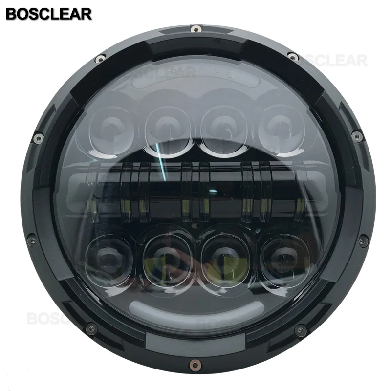 7 дюймов круглые светодиодные фары неограниченный Rubicon uaz4x4 Land Rover Hummer Suzuki Samurai Nissan ToyotaFJ Mazda Miata Ford F150 - Цвет: 80w  black