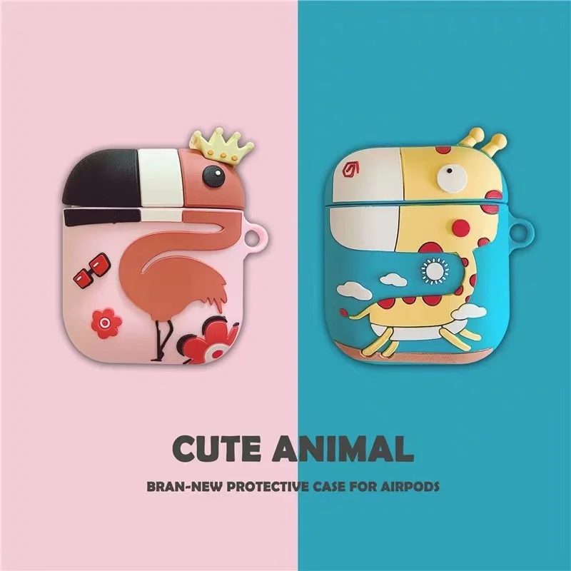 

For AirPods Apple Case 3D Cartoon Anime Headphone Cases For Airpods 2 Silicon Case Funny Accessories Protector Covers Keychain