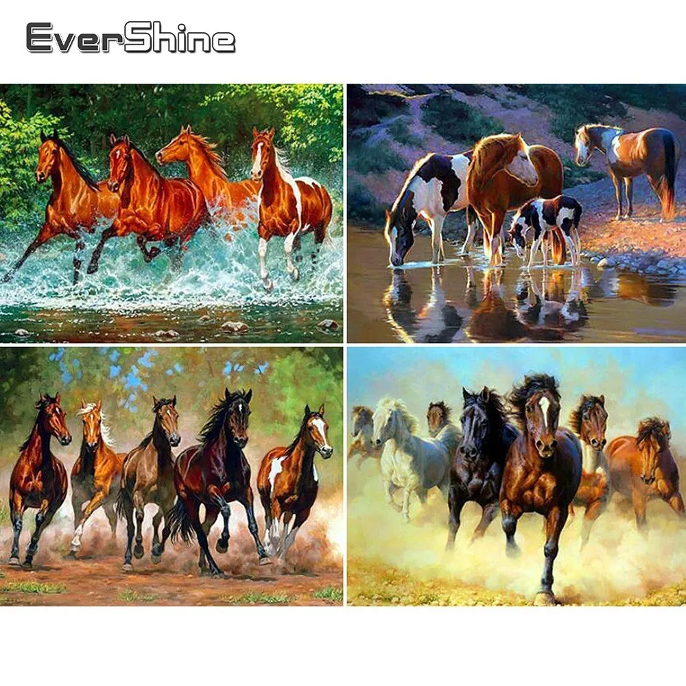 Evershine 5D Алмазная мозаика полный дисплей лошади вышивка продажа животные картинки