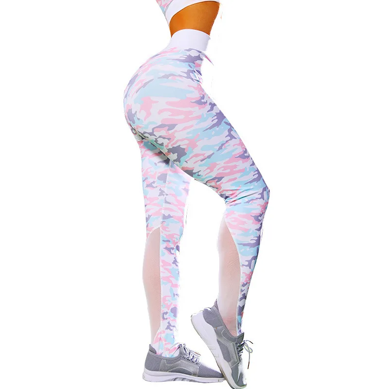 

New Printed Yoga Pants, Mesh Camouflage High Waist Sports Leggings Suit Leggings Sports Fitness Leggings Sports Ladies Fitness
