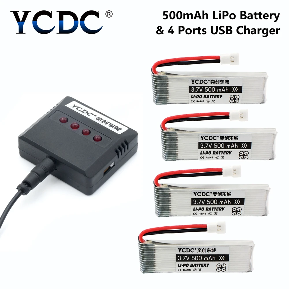 3,7 V 500mAH Lipo аккумулятор pro и зарядное устройство для JJRC H37 GOOLRC T37 Eachine E50 Wltoys V930 V977 V988 камера дроны батарея - Цвет: 4 pcs and charger