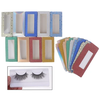 

10set/lot 25mm Flash Blank Eyelashes Square Box For Package Paper Box Color Carton With Tray DIY Custom Logo Flash