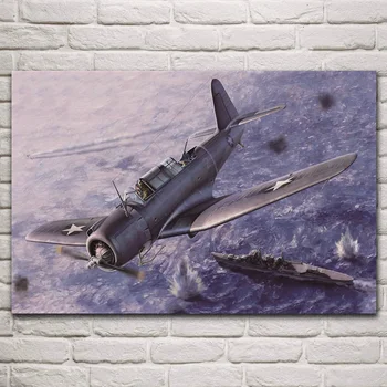 

sb2u z us aircraft skill deck bomber dive air battle fanart living room home wall art decor canvas silk fabric poster KM916