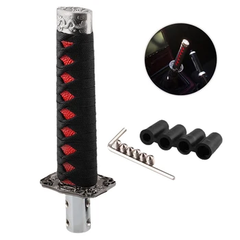 

20*3cm alloy Car Auto Manual Shift Gear Head Knob Cover Handbrake Hand Brake Protector with 4 Adapters for Acura Honda Mazda