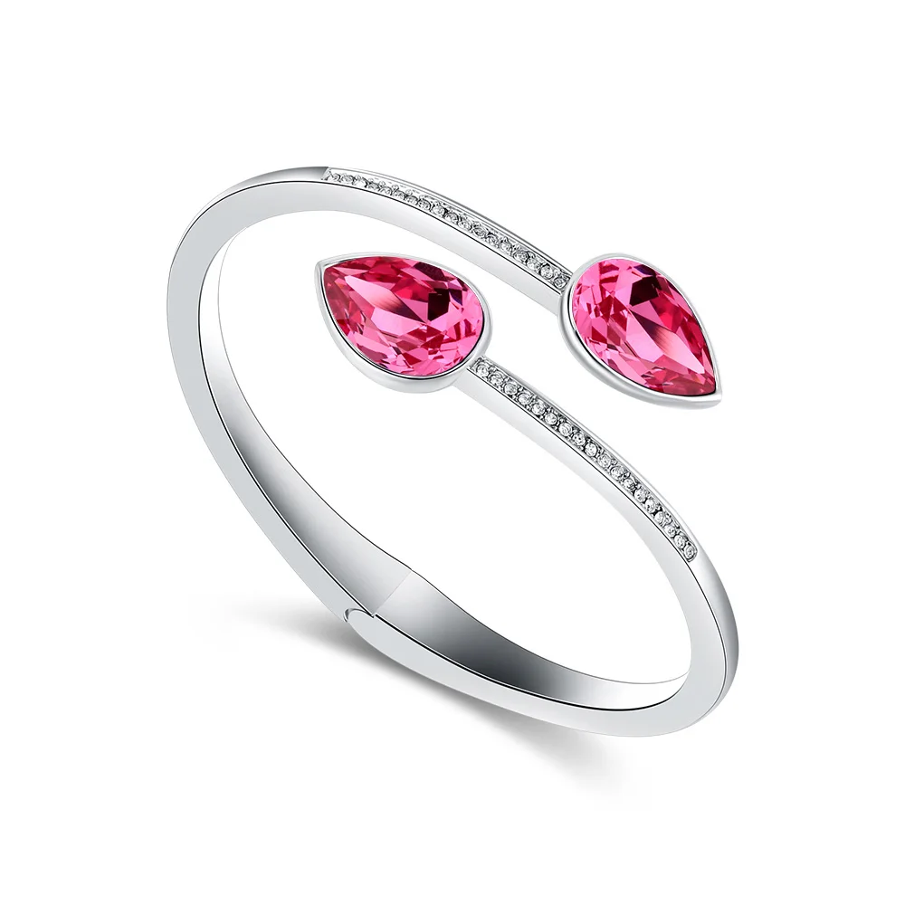 Rose red Горячие новые модные регулируемые кристаллы от Swarovski Bilezik размер браслета-манжеты браслет для женщин ювелирные изделия подарок Mujer Pulseras - Окраска металла: Rose red