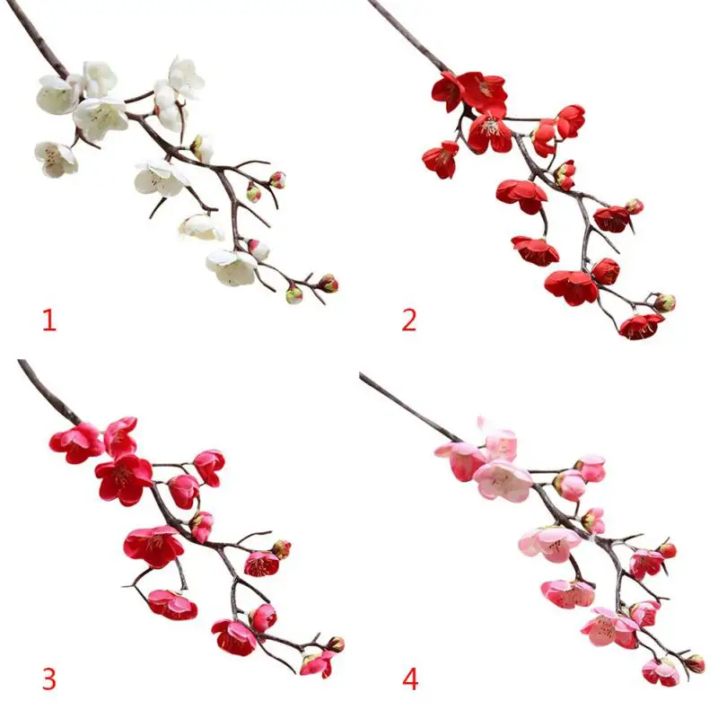 

Small Plum Fake Flowers Silk Plum Flower Fake Plants Tree Branch Silk Flowers for Wedding Home Party Decoration