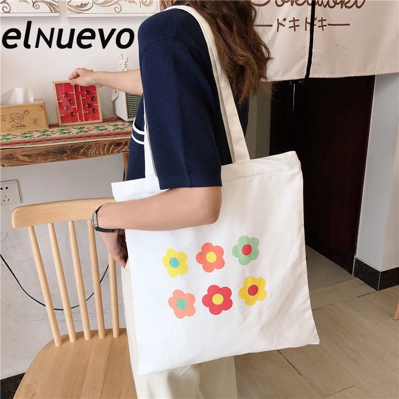 2019 Новая женская Повседневная тканевая сумка с цветочным принтом хозяйственная сумка с рисунком женская сумка из хлопка Многоразовые