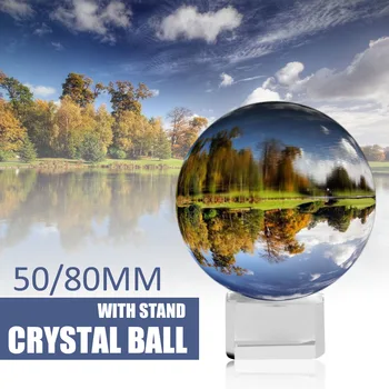 

Crystal Clear Lens Ball Crystal Sphere Ball 50mm 80mm with Stand 2" Photography Lensball Background Decor K9 Glass Crystal